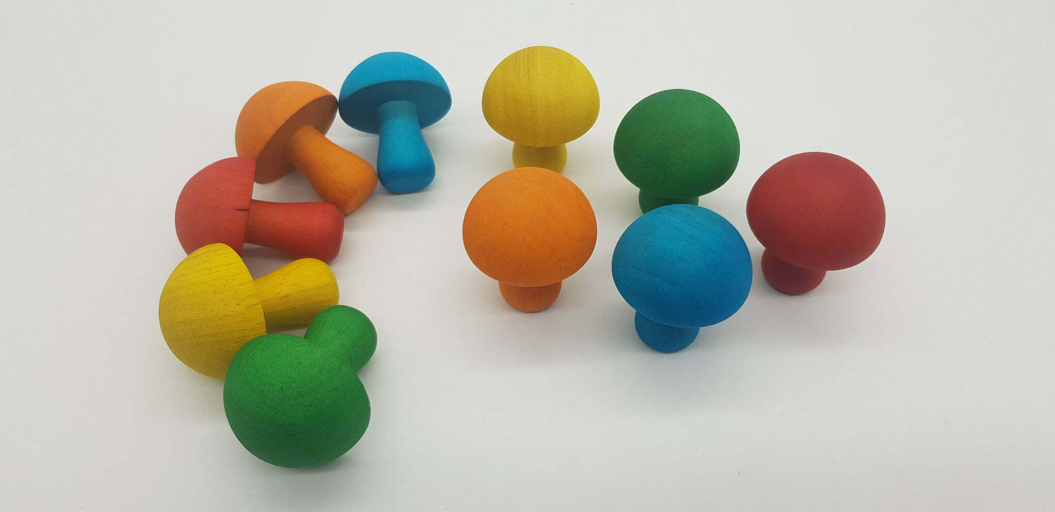 Qtoys Coloured Mini Mushrooms Open Ended Play Set of 10 - Nice Tribe Educational Toys