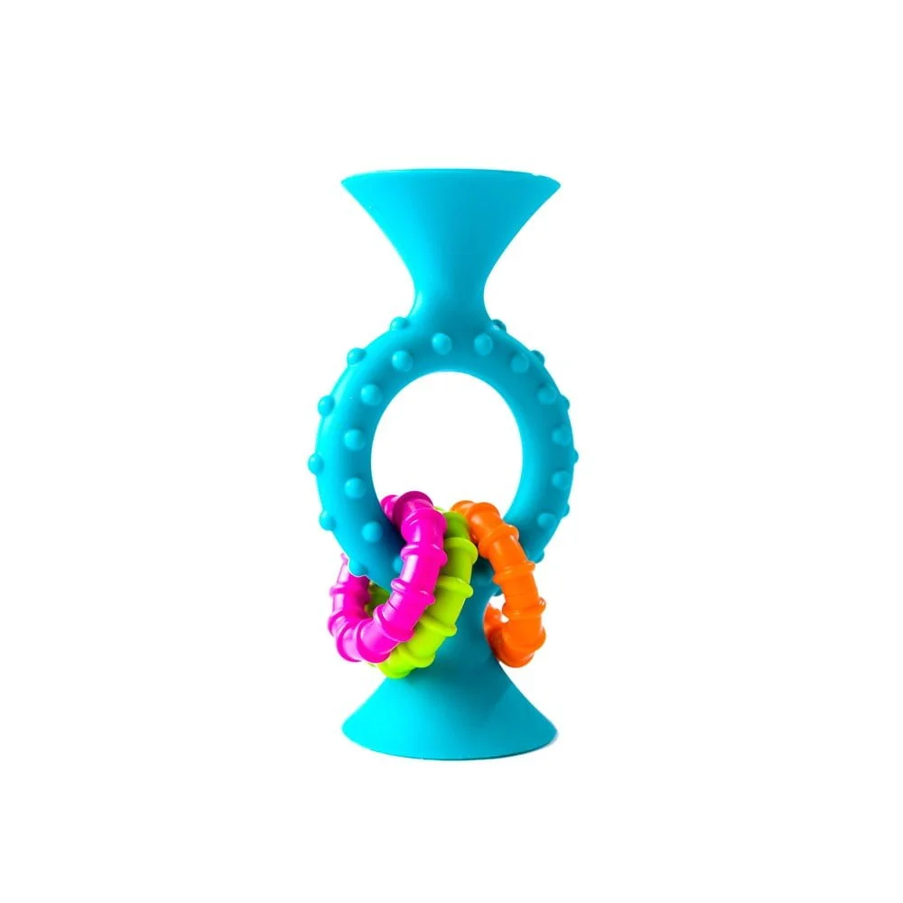 Fat Brain Toys PipSquigz Loops Silicone Teether Teal Colour