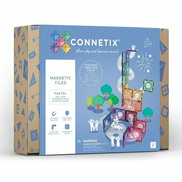Connetix 80 Piece Pastel Ball Run Expansion Pack Magnetic Tiles