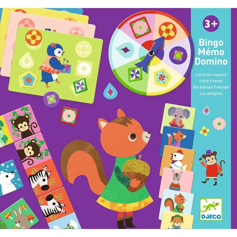 Djeco Trio of Animal Games - Bingo, Dominoes & Memory game