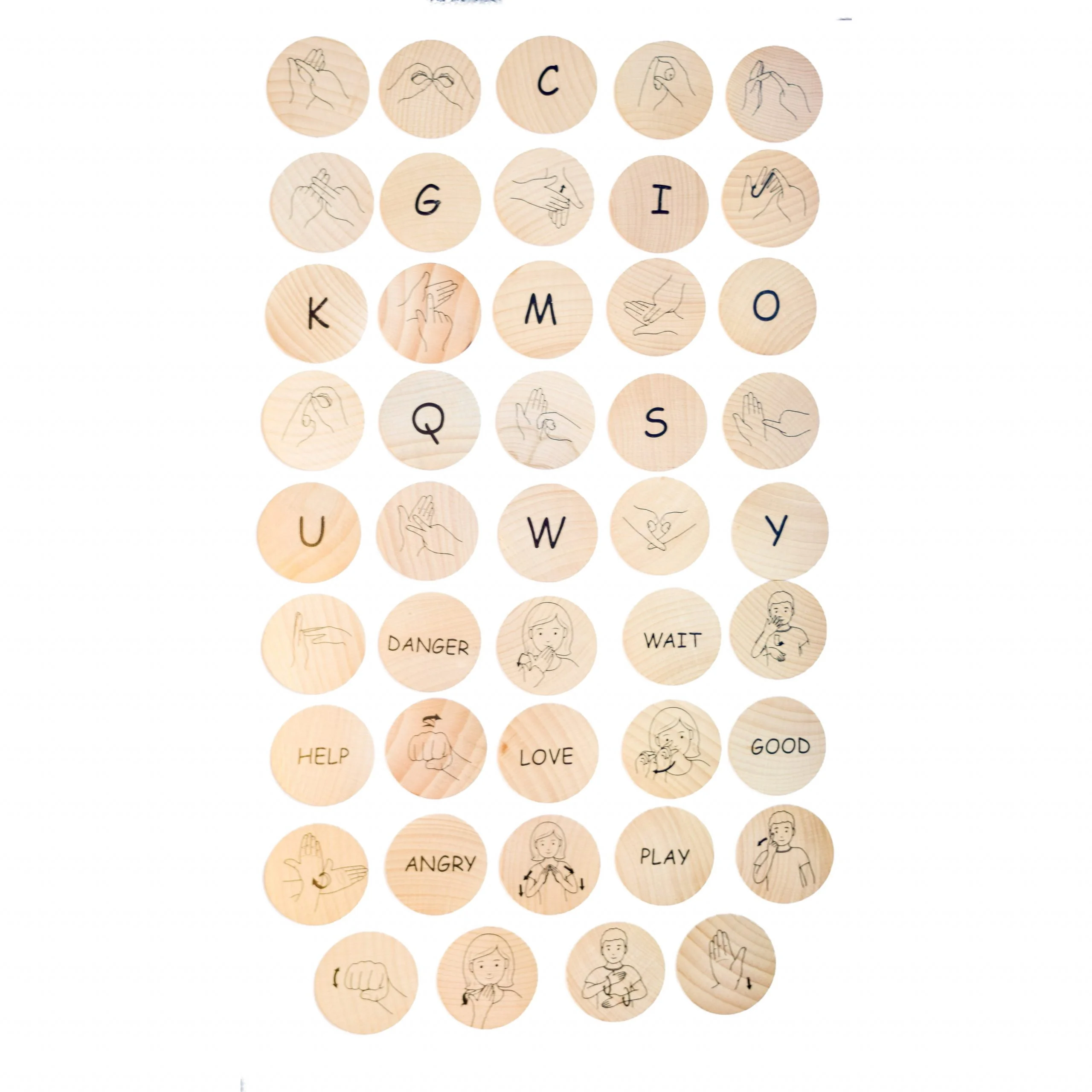 The Freckled Frog Alphabet & Sign Language 44 Wooden Disks