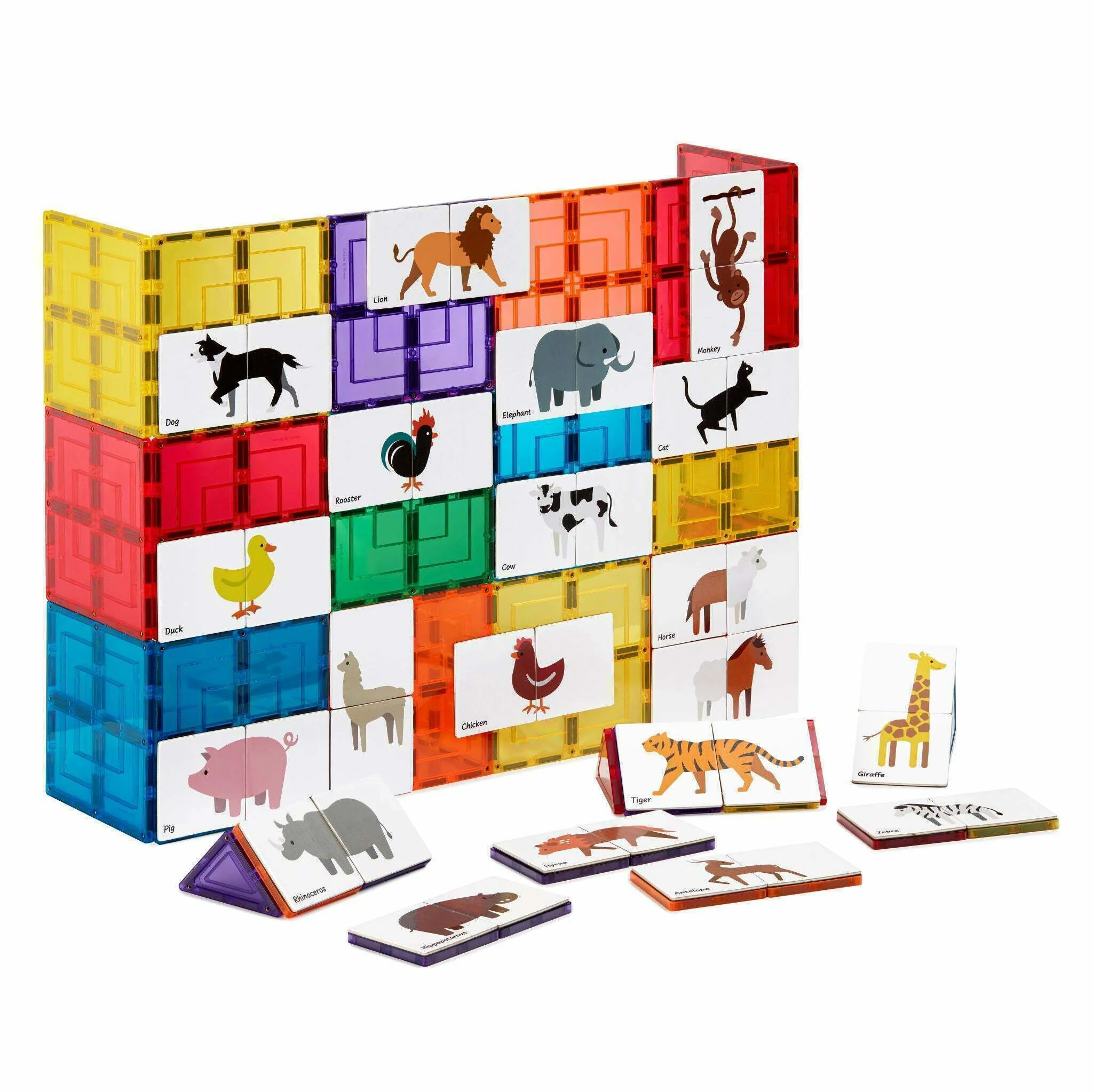 Learn and Grow Magnetic Tile Topper Duo Animal Puzzle Pack 40 Pieces