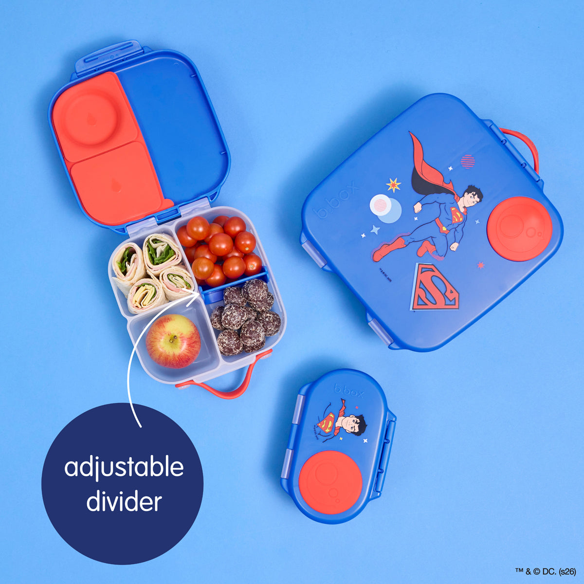 B.box Mini Lunchbox Superman 5 https://nicetribe.com.au/shop/tablewares/b-box-mini-lunchbox-superman/ Superman Ecomm Set1 10 1200.jpg
