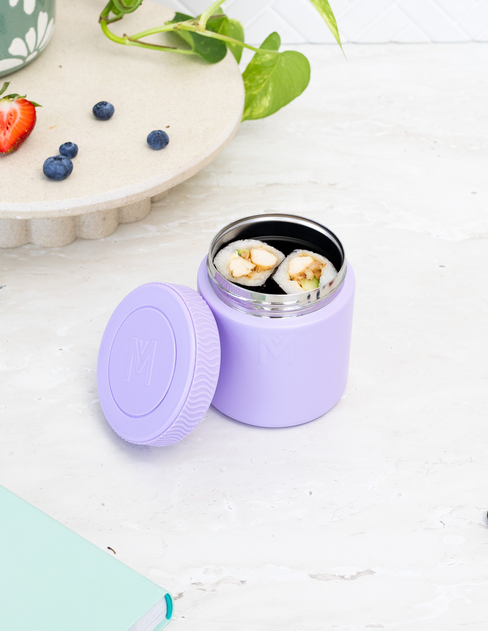 Montii Co Insulated Food Jar 400ml Lilac 3 https://nicetribe.com.au/shop/tablewares/montii-co-insulated-food-jar-400ml-lilac/ montiico mini food jar lilac portrait5.jpg